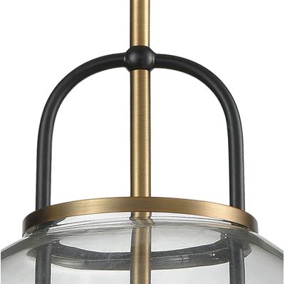 Faraday 12″ Wide 1-Light Pendant - Aged Brass with Black