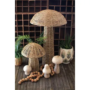 Set of 4 Woven Seagrass Mushrooms 1