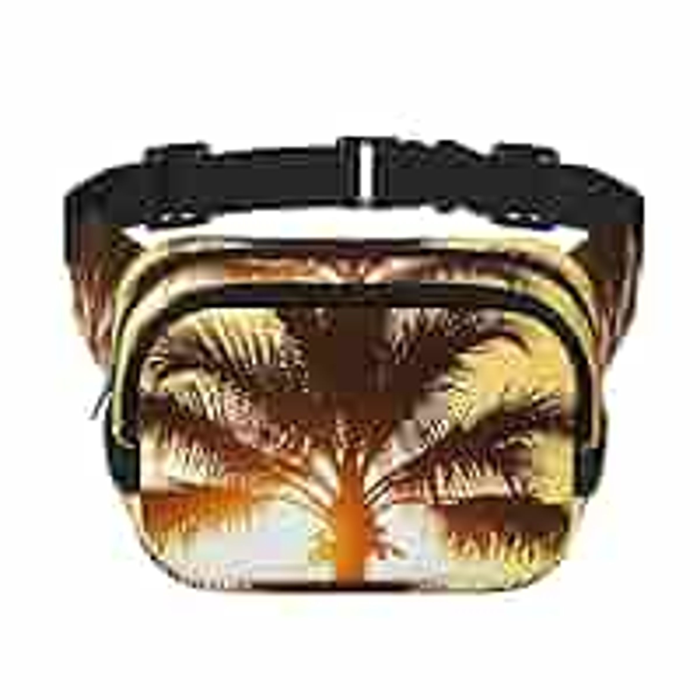 HIP BAG W ADJUSTABLE STRAP & JUTE - SUNSET PALM TREES