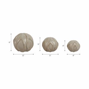 DORIANMORE SET OF 3 IVORY ORBS 5 (IN) 8