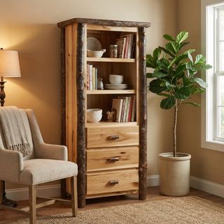 Hickory Log Open Pantry - Natural