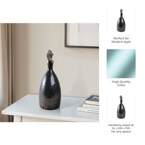 FARLEYDALE BLACK GLASS VASE 15 (IN) 9