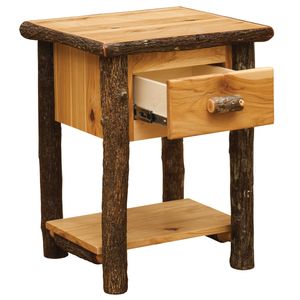 Hickory Log One Drawer End Table with Shelf - Cognac 3