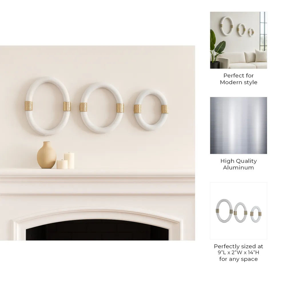 WESTONSHAW SET OF 3 WHITE WALL SCULPTURES 14 (IN)