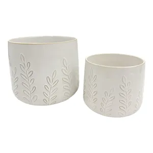 DUNRUN SET OF 2 IVORY PLANTER 7 (IN) 2