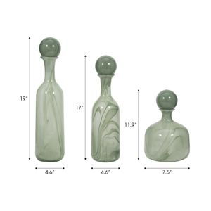HARSTONRIDGE SET OF 3 GREEN GLASS VASES 19 (IN) 10