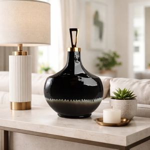 ELMONTGROVE BLACK GLASS VASE 20 (IN) 2