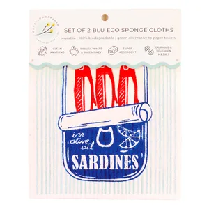 Seaside Sardines blu Eco Sponge Cloth (Set of 2) 6