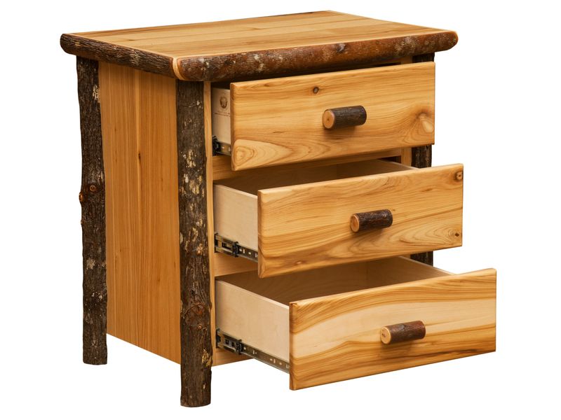 Hickory Log XL Three Drawer Nightstand - Slate 3