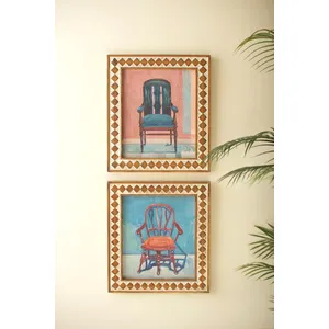 Set of 2 Framed Chair Paintings 1