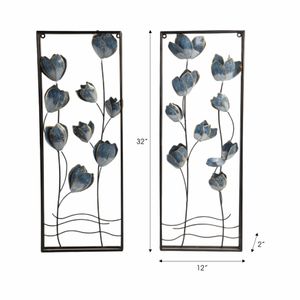 TANNERBEACH SET OF 2 BLUE METAL WALL 32 (IN) 8