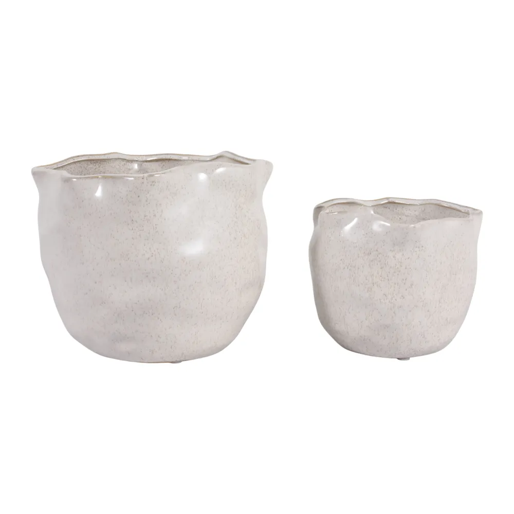 DRAPERSTONE SET OF 2 IVORY PLANTER 6 (IN)