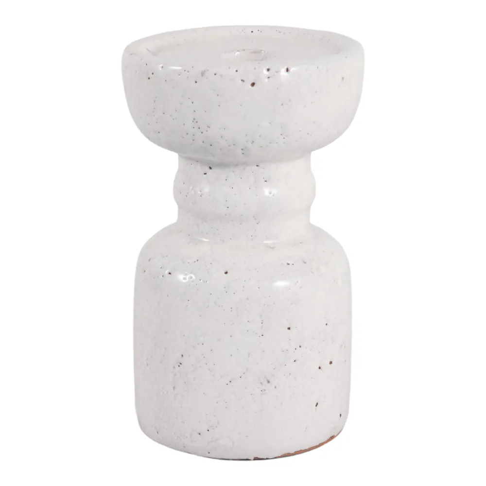 BARTONTON WHITE CANDLE HOLDER 7 (IN)