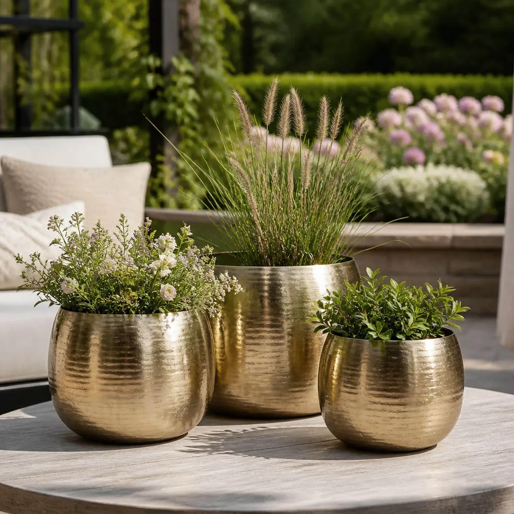 GLOVERTON SET OF 3 GOLD PLANTER 11 (IN)