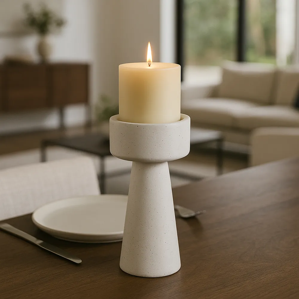 CARLIN WHITE CANDLE HOLDER 10 (IN)