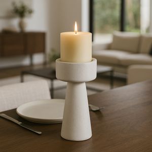CARLIN WHITE CANDLE HOLDER 10 (IN) 12
