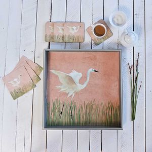 Egret Square Lacquer Serving Tray 3