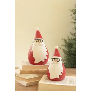 Set of 2 Cement Santas with Glasses 3