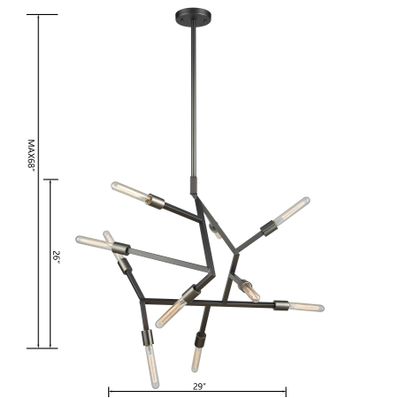 Freeform 29'' Wide 10-Light Chandelier - Dark Graphite
