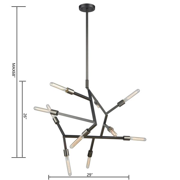 Freeform 29'' Wide 10-Light Chandelier - Dark Graphite