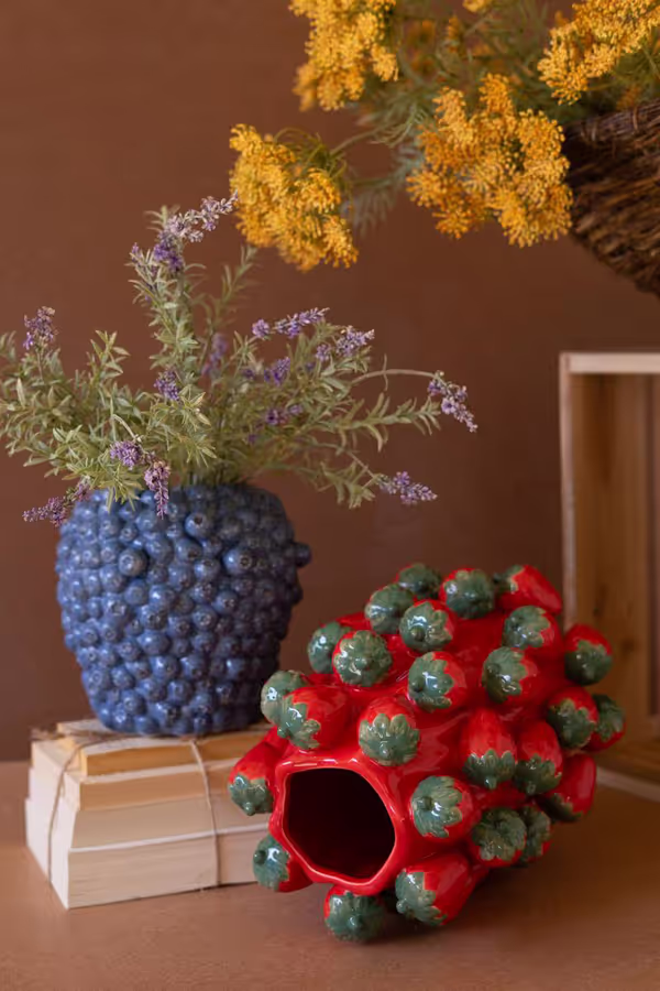 Ceramic Strawberries Vase