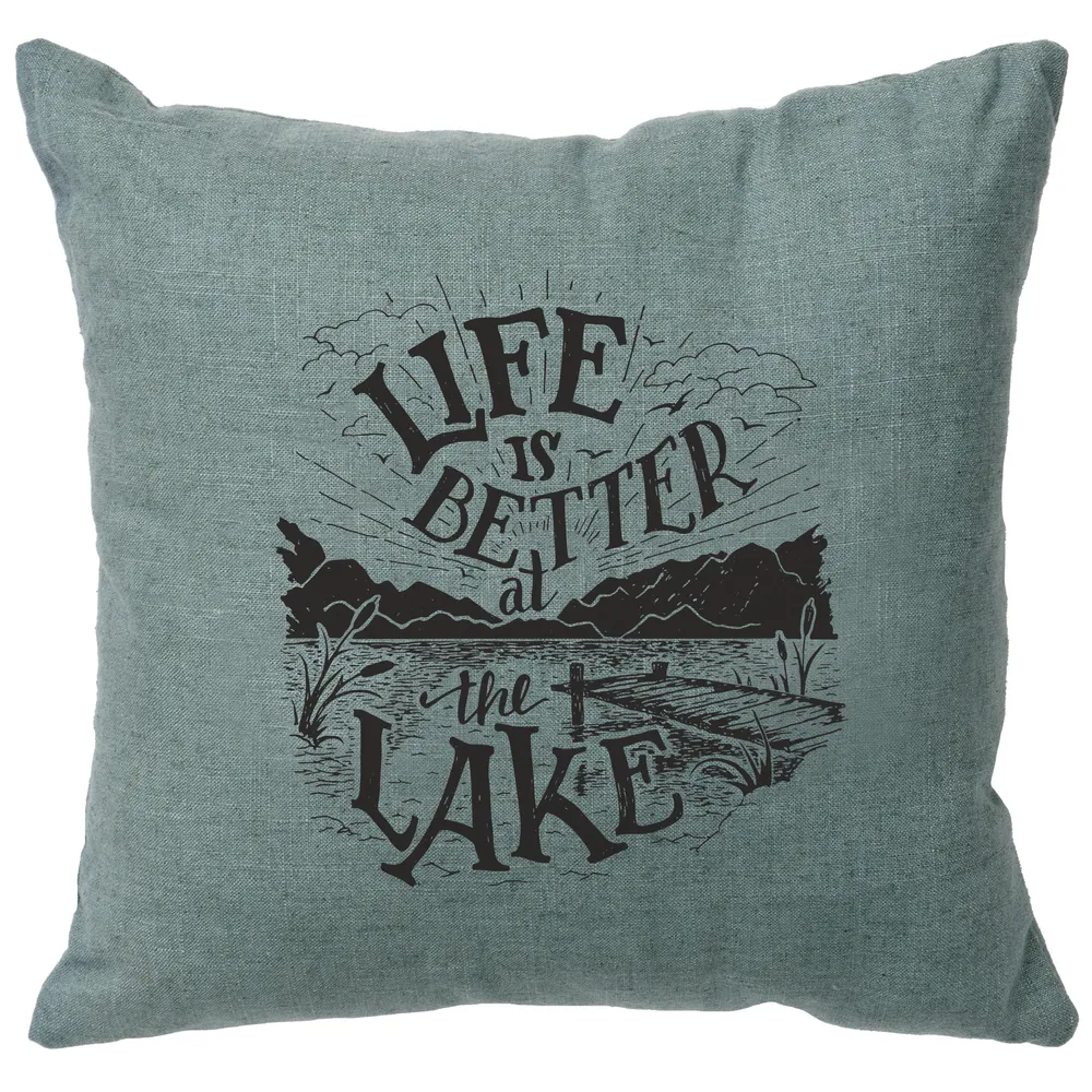 Image Pillow - Life is Better - Linen Ocean