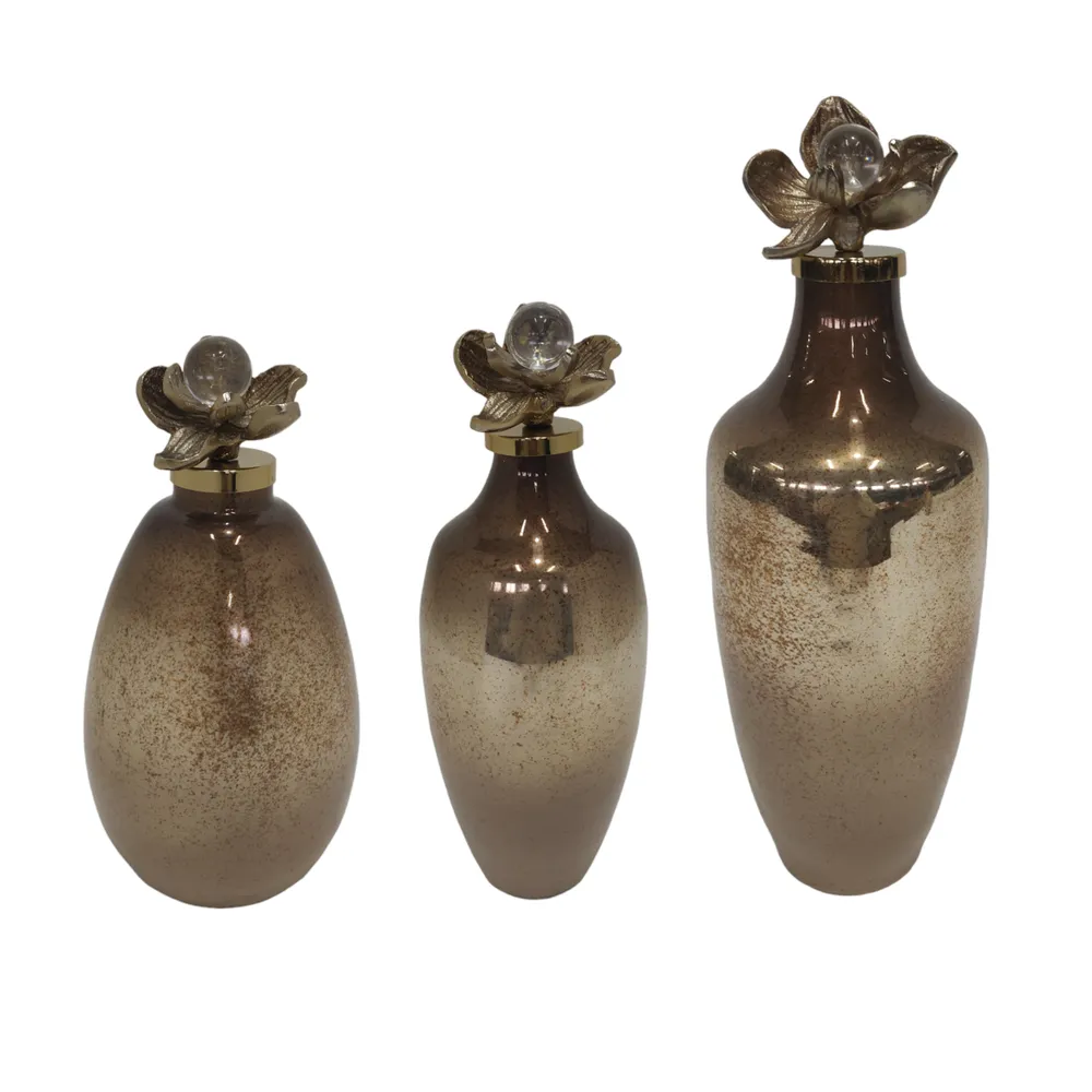 HOLLISPARK SET OF 3 BLACK GLASS VASES 18 (IN)
