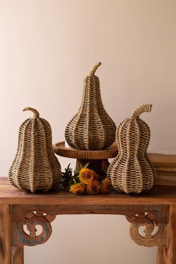Set of Three Woven Vine Gourds