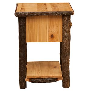Hickory Log One Drawer End Table with Shelf - Cognac 6