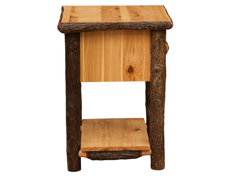 Hickory Log One Drawer End Table with Shelf - Slate 6