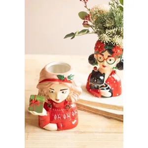 Set of 2 Ceramic Tacky Christmas Women Vases 2