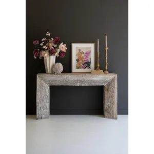 Recycled Whitewashed Wood Console 1