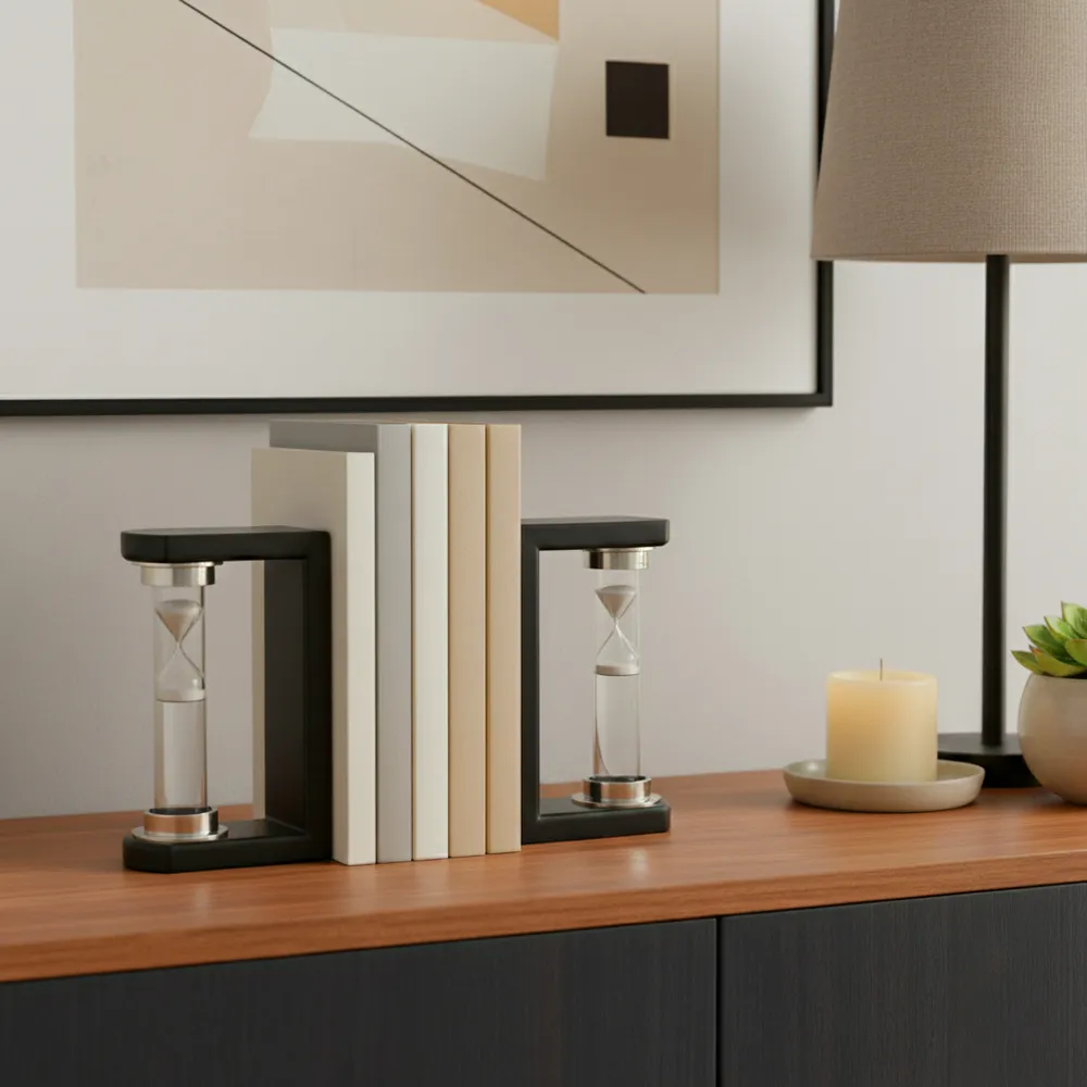 RAFEMOOR SET OF 2 BLACK BOOKENDS 8 (IN)