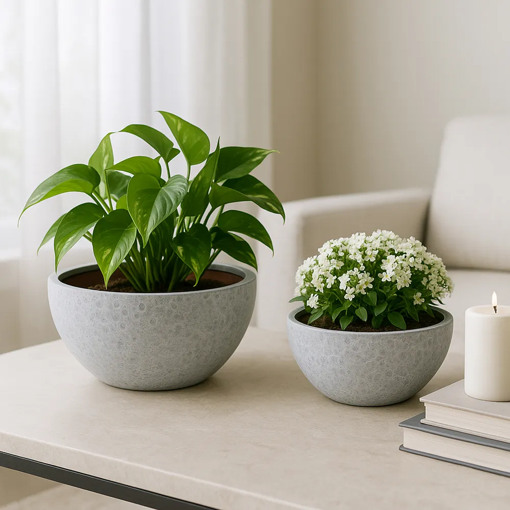BYRONHAM SET OF 2 WHITE PLANTER 6 (IN)