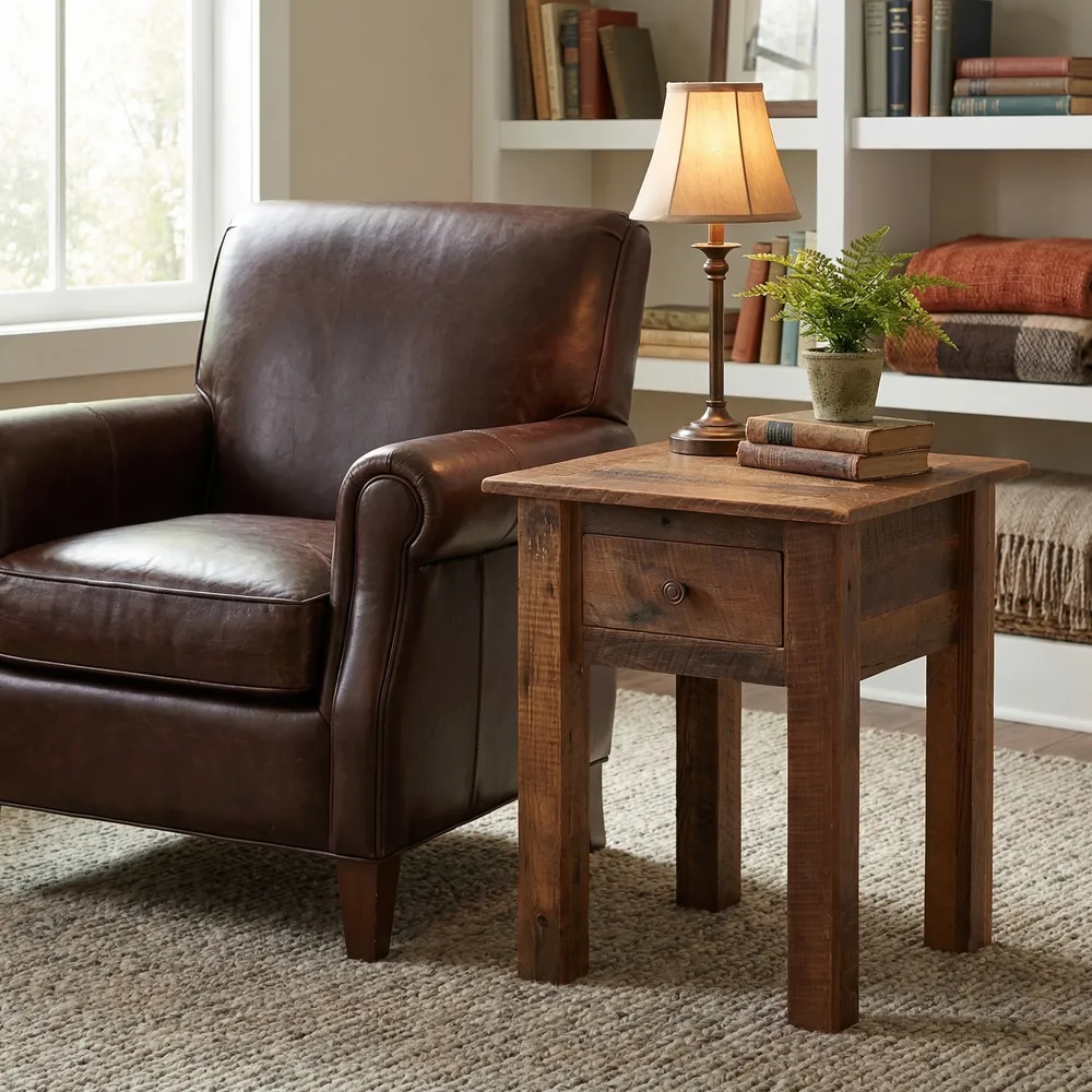 Barnwood One Drawer End Table