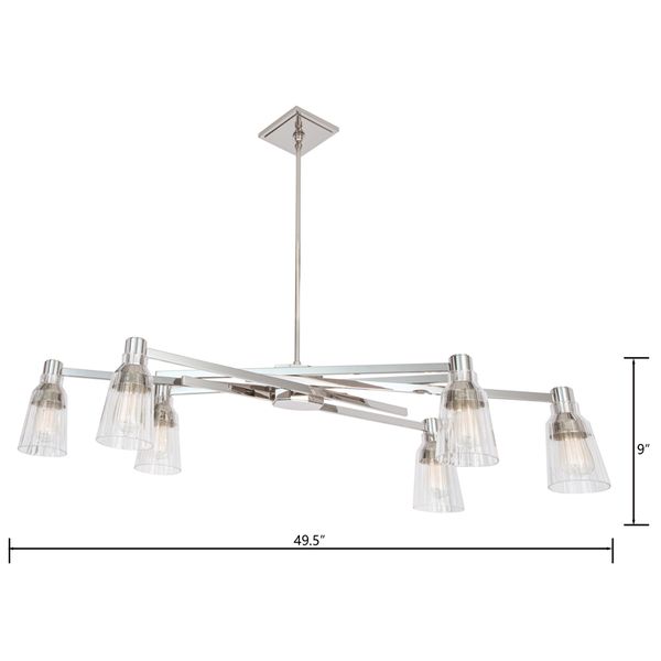 Carnival 49.5'' Wide 6-Light Chandelier - Polished Nickel