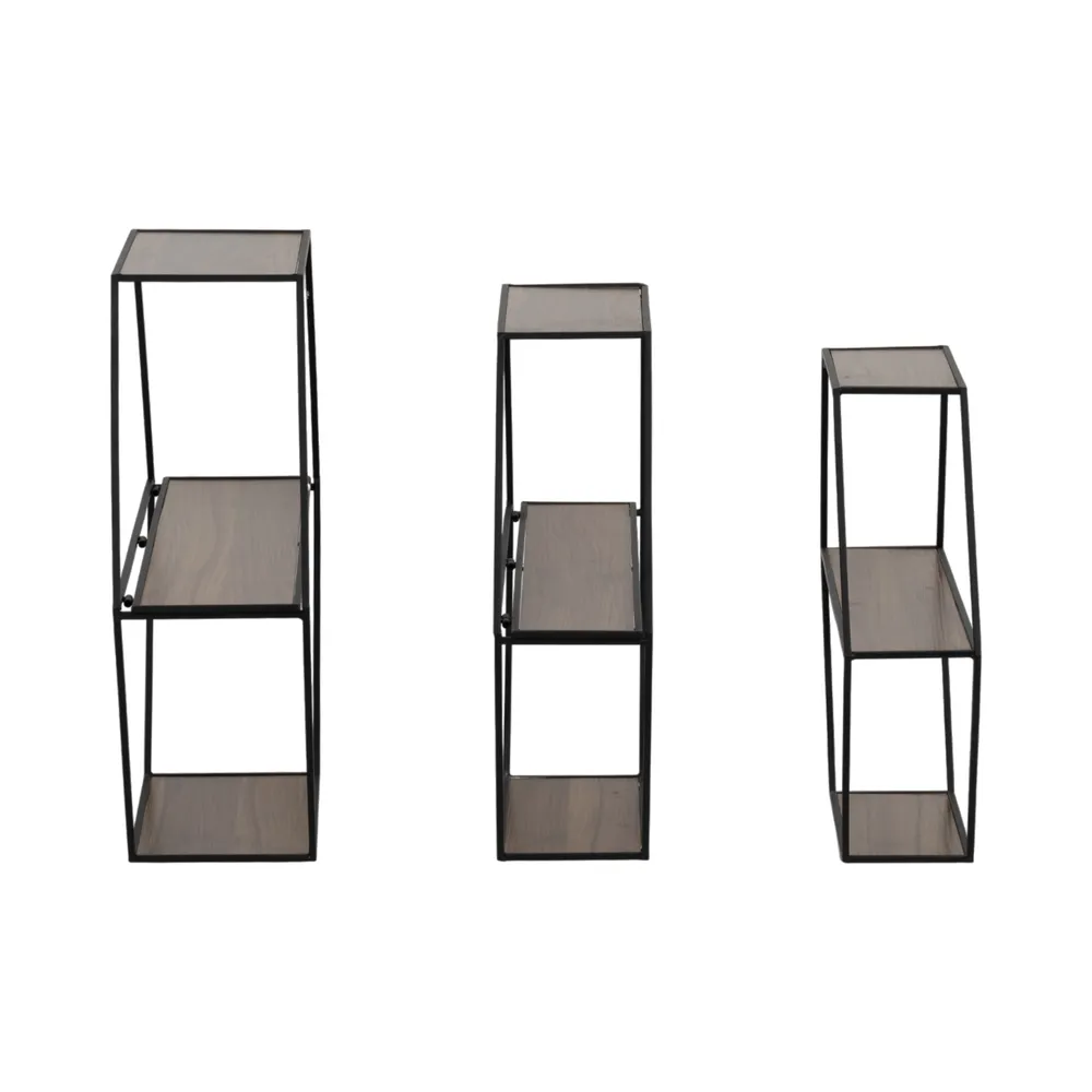 KEATONWOOD SET OF 3 BLACK WALL SHELF 22 (IN)