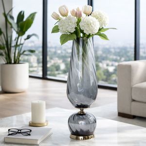 LINDENRUN GRAY GLASS VASE 25 (IN) 9