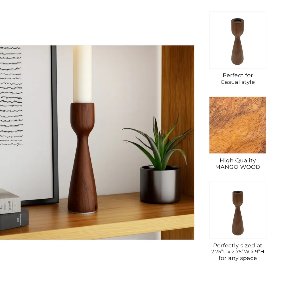 FARLEYSIDE BROWN CANDLE HOLDER 10 (IN)