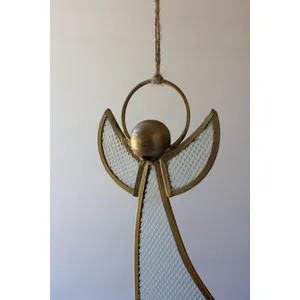 Antique Brass and Glass Angel Christmas Ornament 2