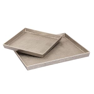 Square Linen Texture Tray - Set of 2 Nickel 1