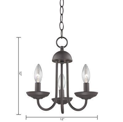 Montgomery 12'' Wide 3-Light Chandelier - Oil Rubbed Bronze