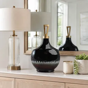 ELMONTGROVE BLACK GLASS VASE 16 (IN) 12