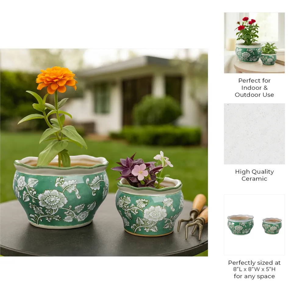 WATSONCLIFF SET OF 2 GREEN PLANTER 5 (IN)