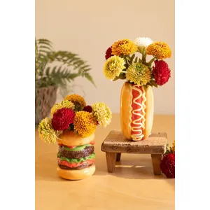 Set of 2 Ceramic Hamburger and Hotdog Vases 1