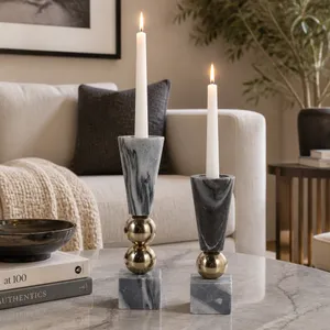 DUTTONGATE SET OF 2 GRAY CANDLE HOLDER 12 (IN) 2