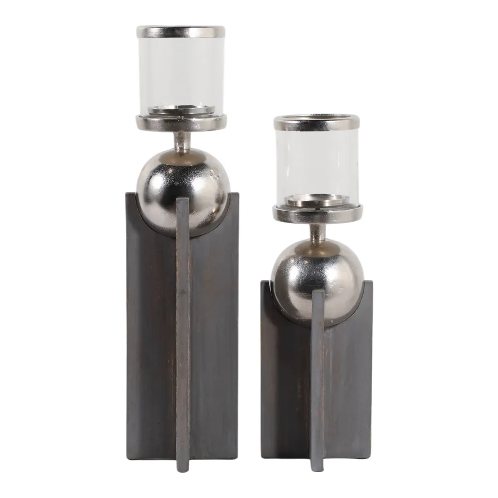 HAVENWORTH SET OF 2 GRAY CANDLE HOLDER 19 (IN)