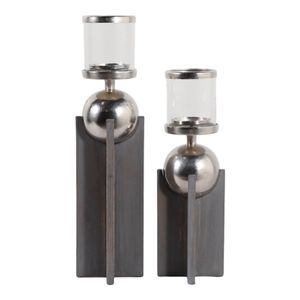 HAVENWORTH SET OF 2 GRAY CANDLE HOLDER 19 (IN) 4