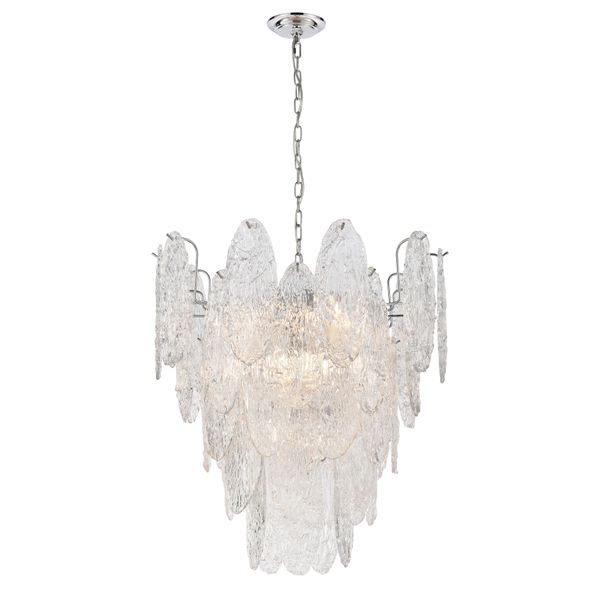 Frozen Cascade 26'' Wide 9-Light Chandelier - Polished Chrome