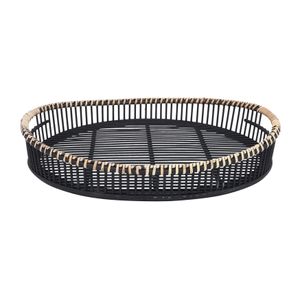 BAMBOO, S/2 19/22" OVAL TRAY, BLACK 2